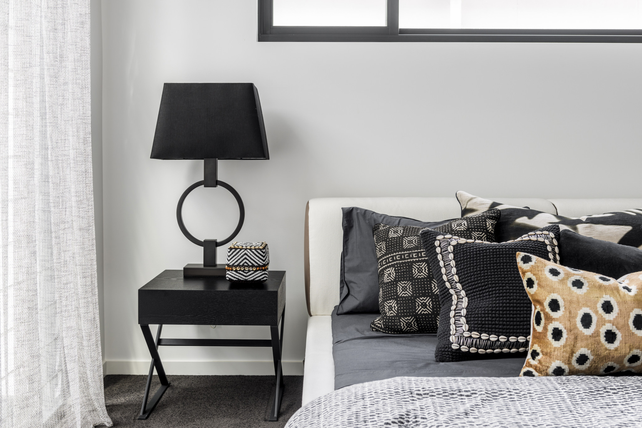 Bed Styling with lampshade