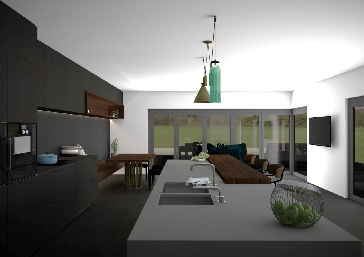 Redland Bay Residence: Kitchen renders after