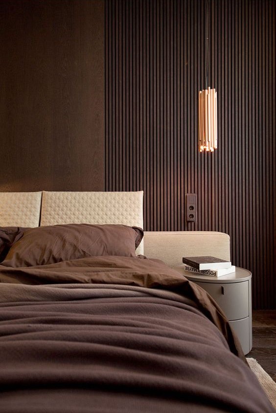 bedroom colored brown Design by&nbsp;YoDezeen Architects