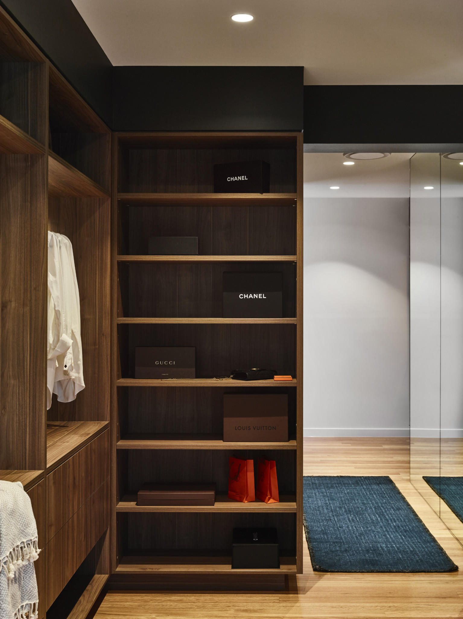 bathroom closet and organizer
