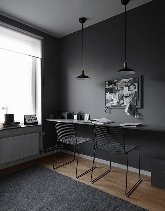 dark interior study table 