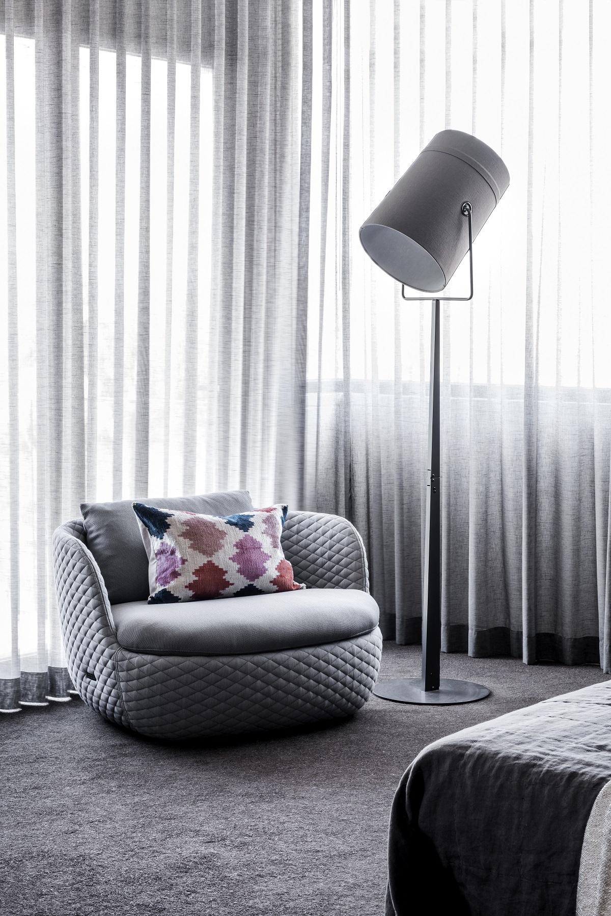 bedside couch with lights