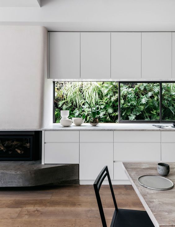 kitchen with green plants view