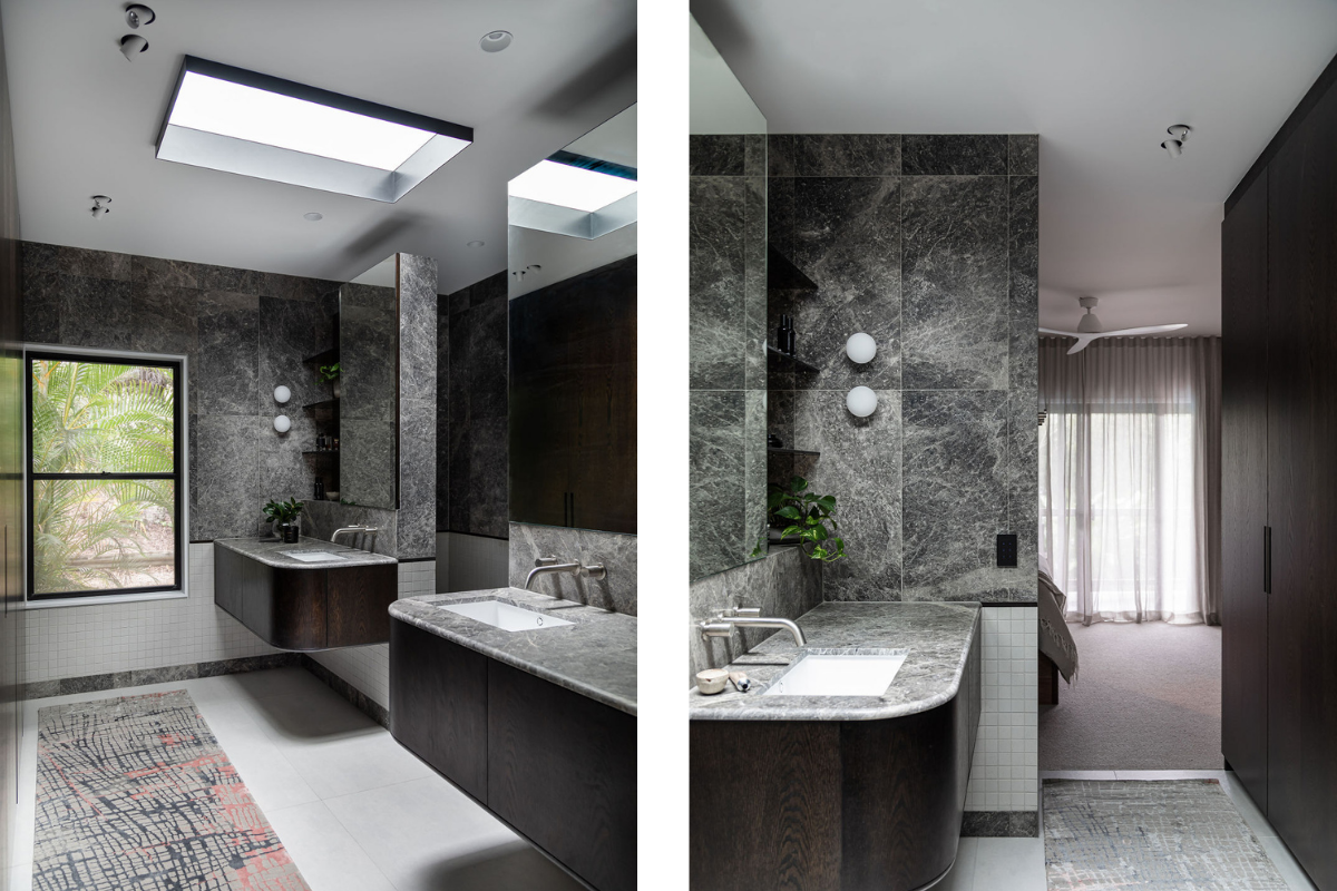black in white bathroom