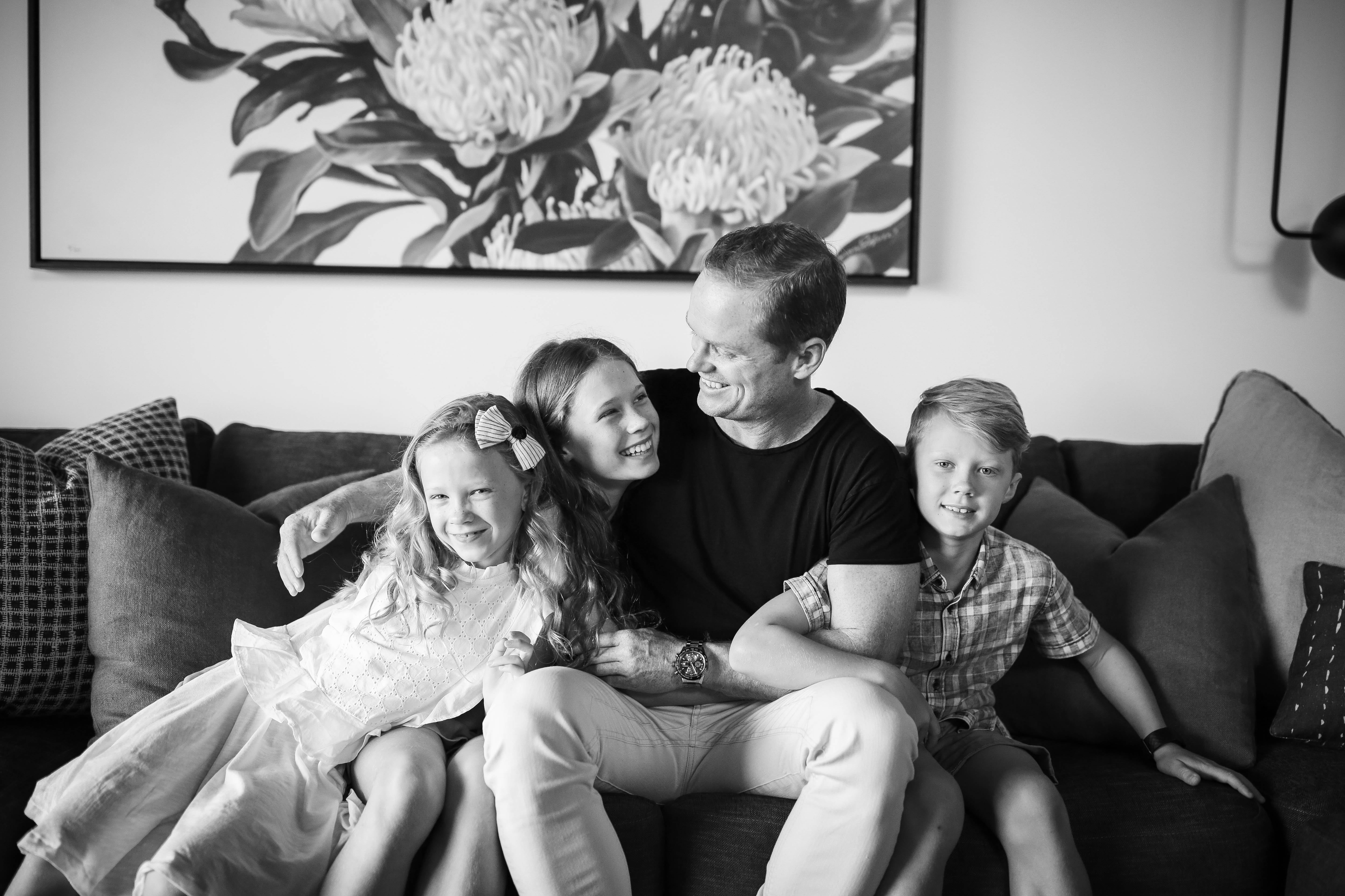 black and white family picture