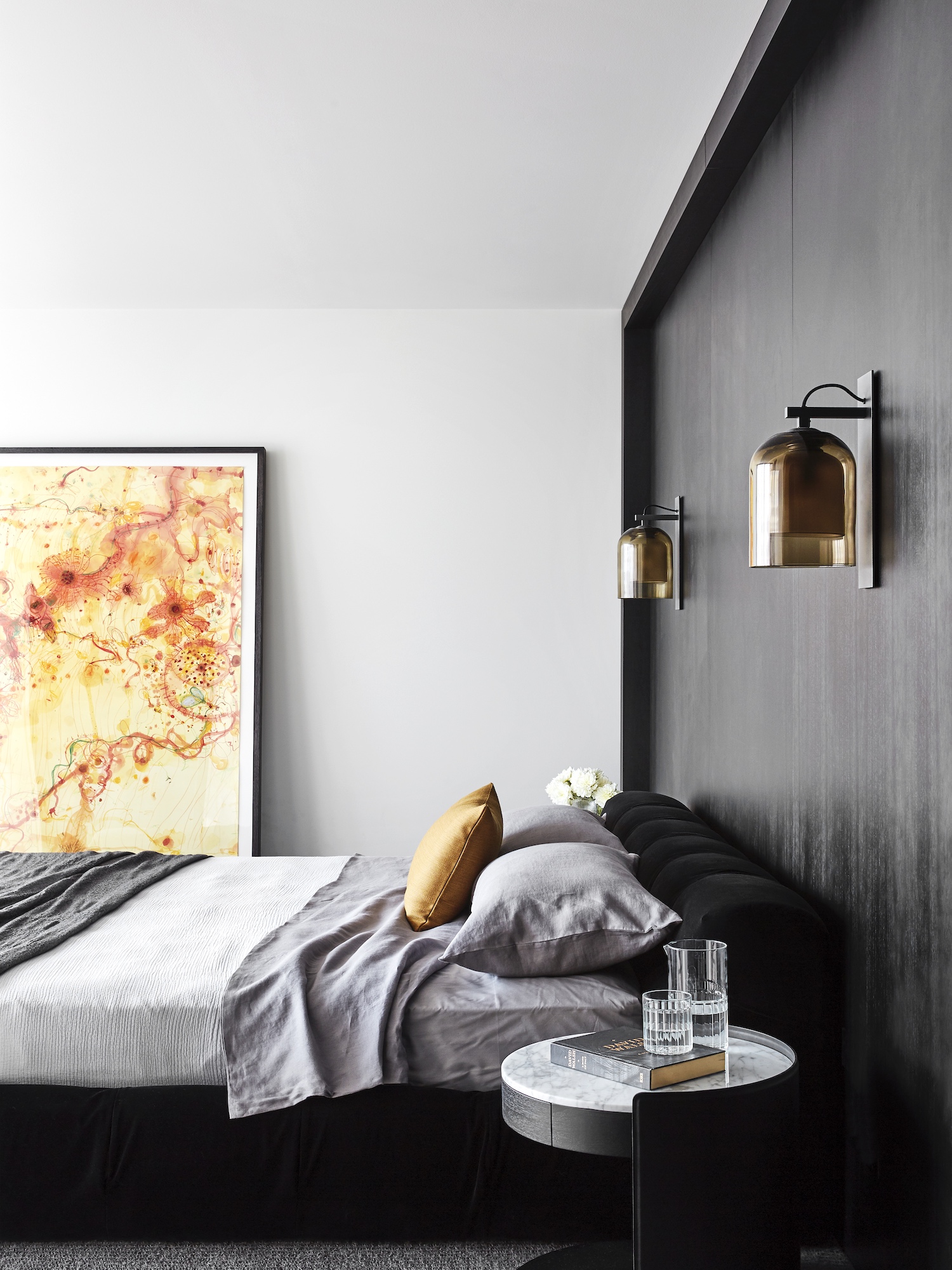 Design by Mim Design gray bedroom