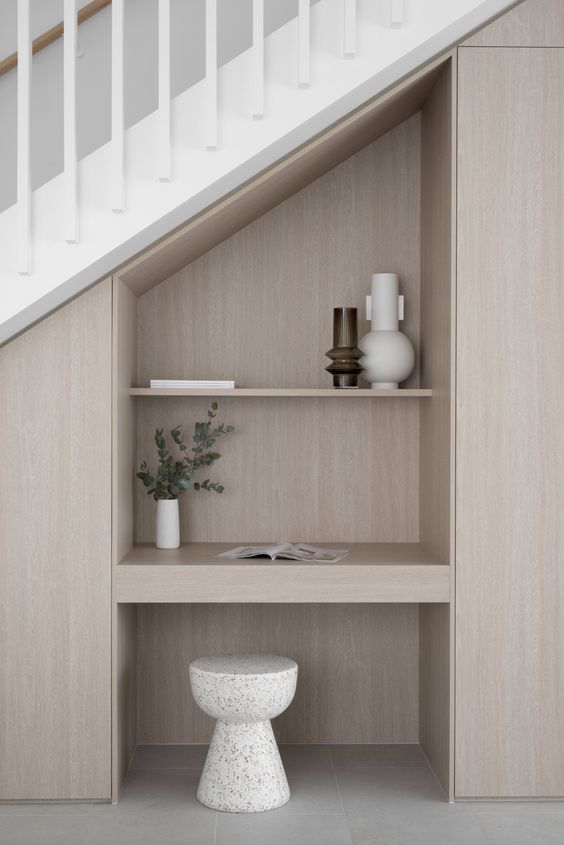 Design by Zephyr &amp; Stone study nook under stairs