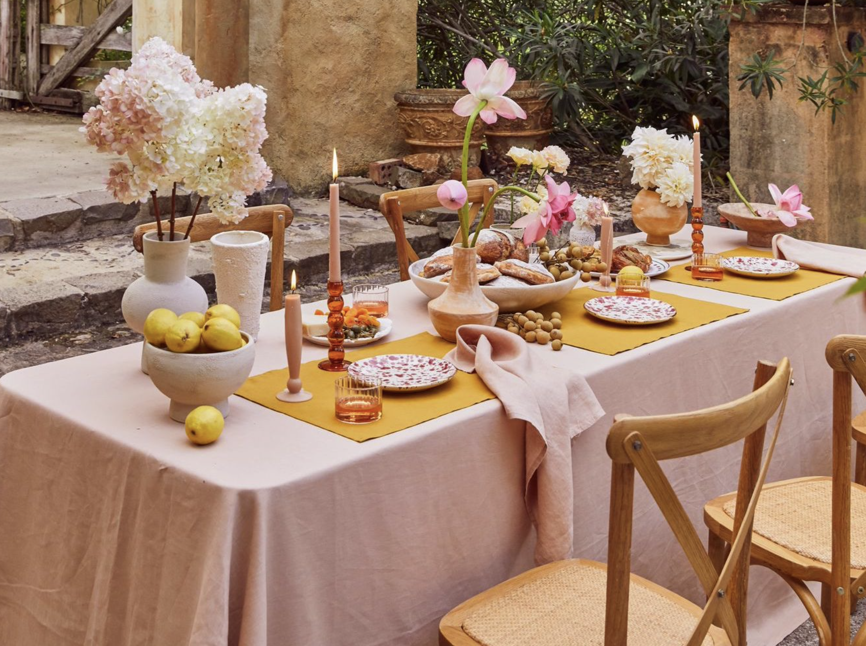 outdoor dining table setting for easter