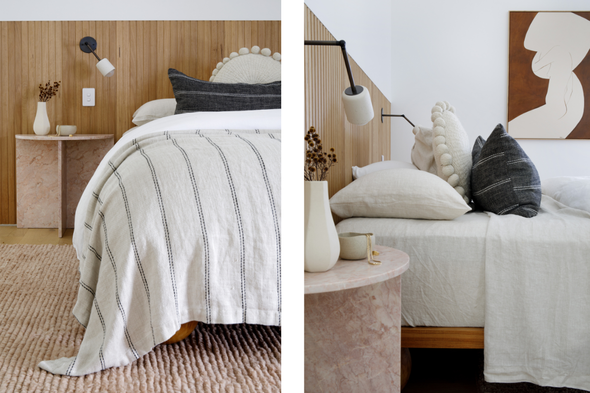 bed with side table