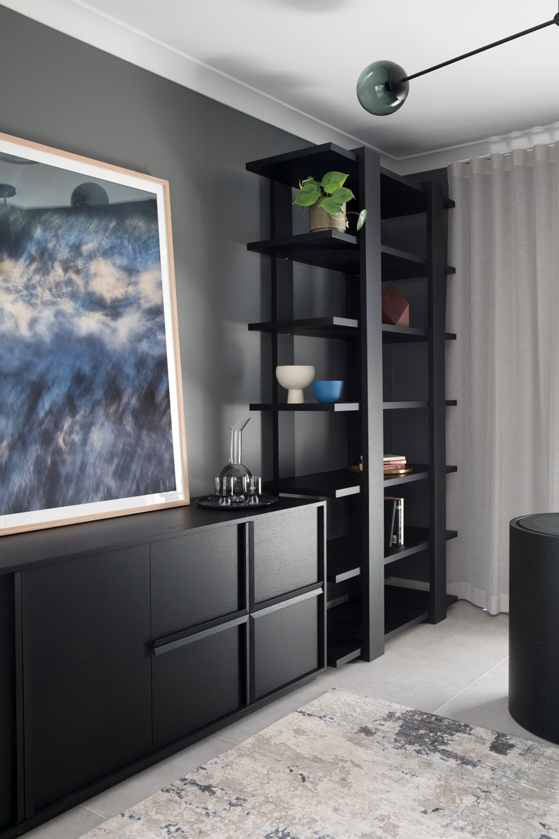 black and white interior