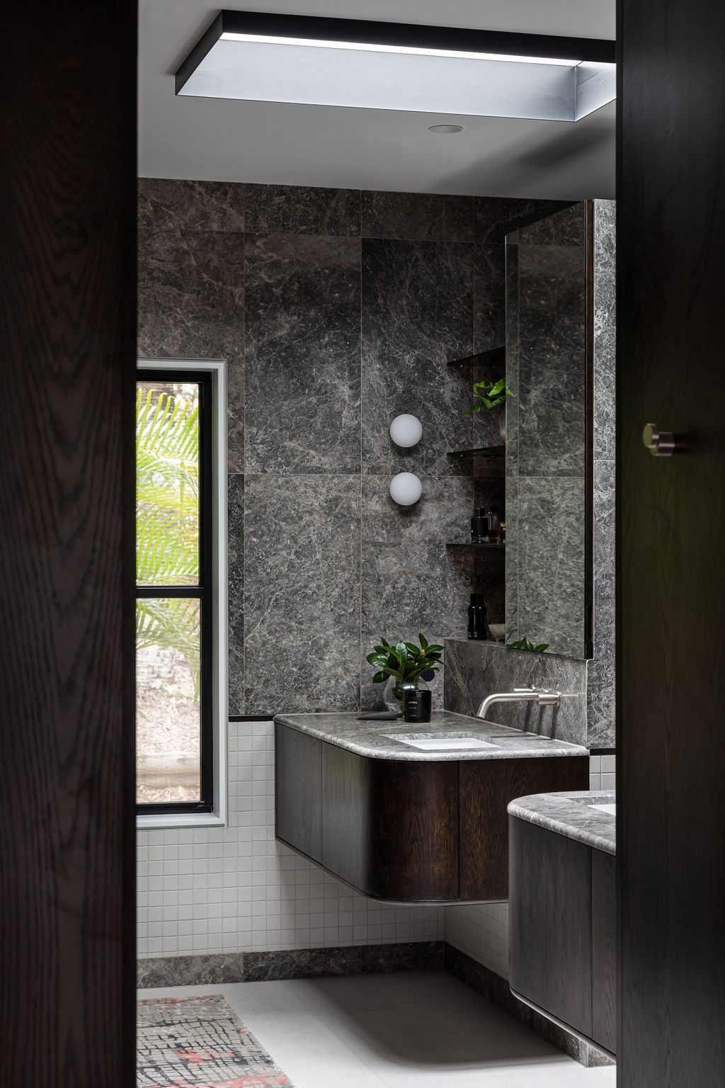 black bathroom interior