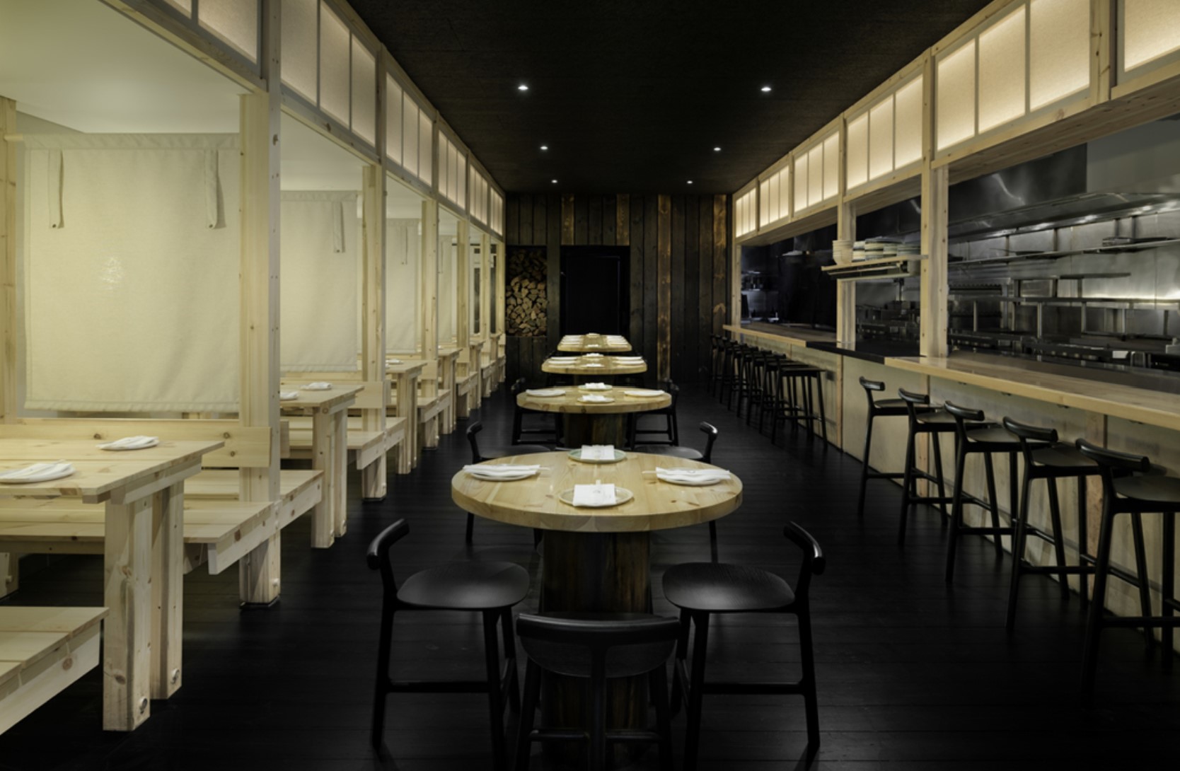 black and white interior