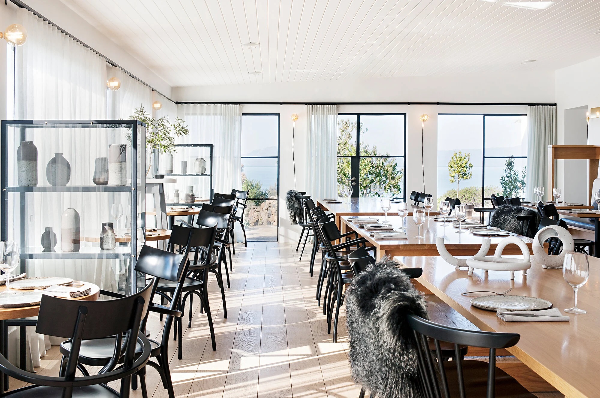 black and white interior